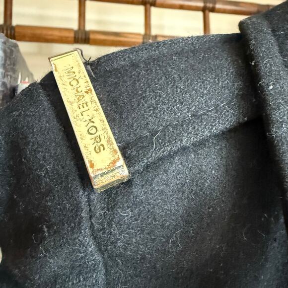 Michael Kors Black Full Zip Wool Blend Pea Coat with Belt Size 4 Classic Preppy - Picture 7 of 16